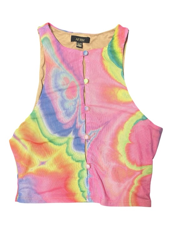 AFRM Tops - AFRM Calabra Multicolor Tie-Dye Button Front Mesh Crop Tank